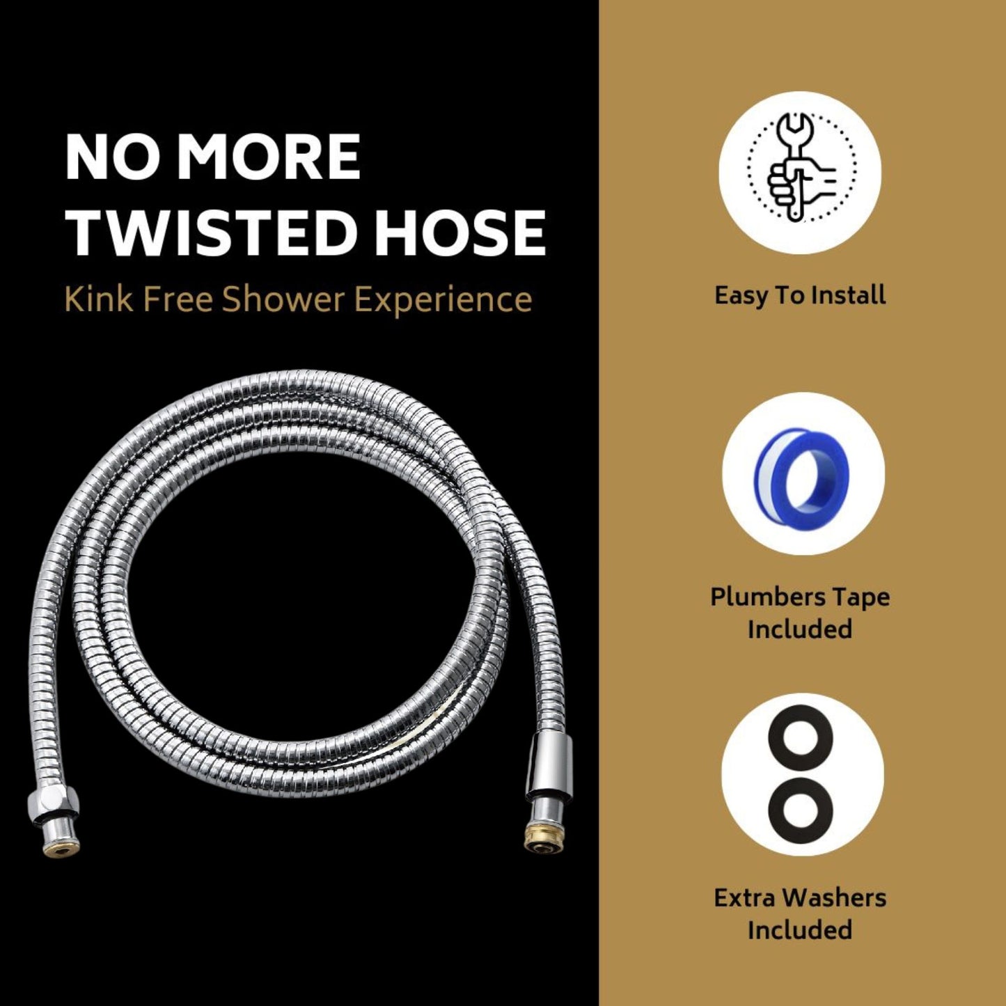 The PurrfectZone Shower Hose - 72 Inch Stainless Steel (Chrome)