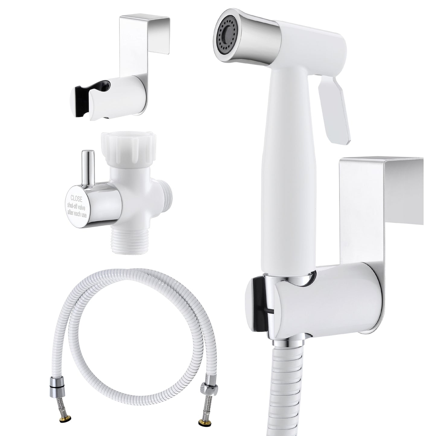 The PurrfectZone White Chrome Bidet Sprayer/Cloth Diaper Sprayer