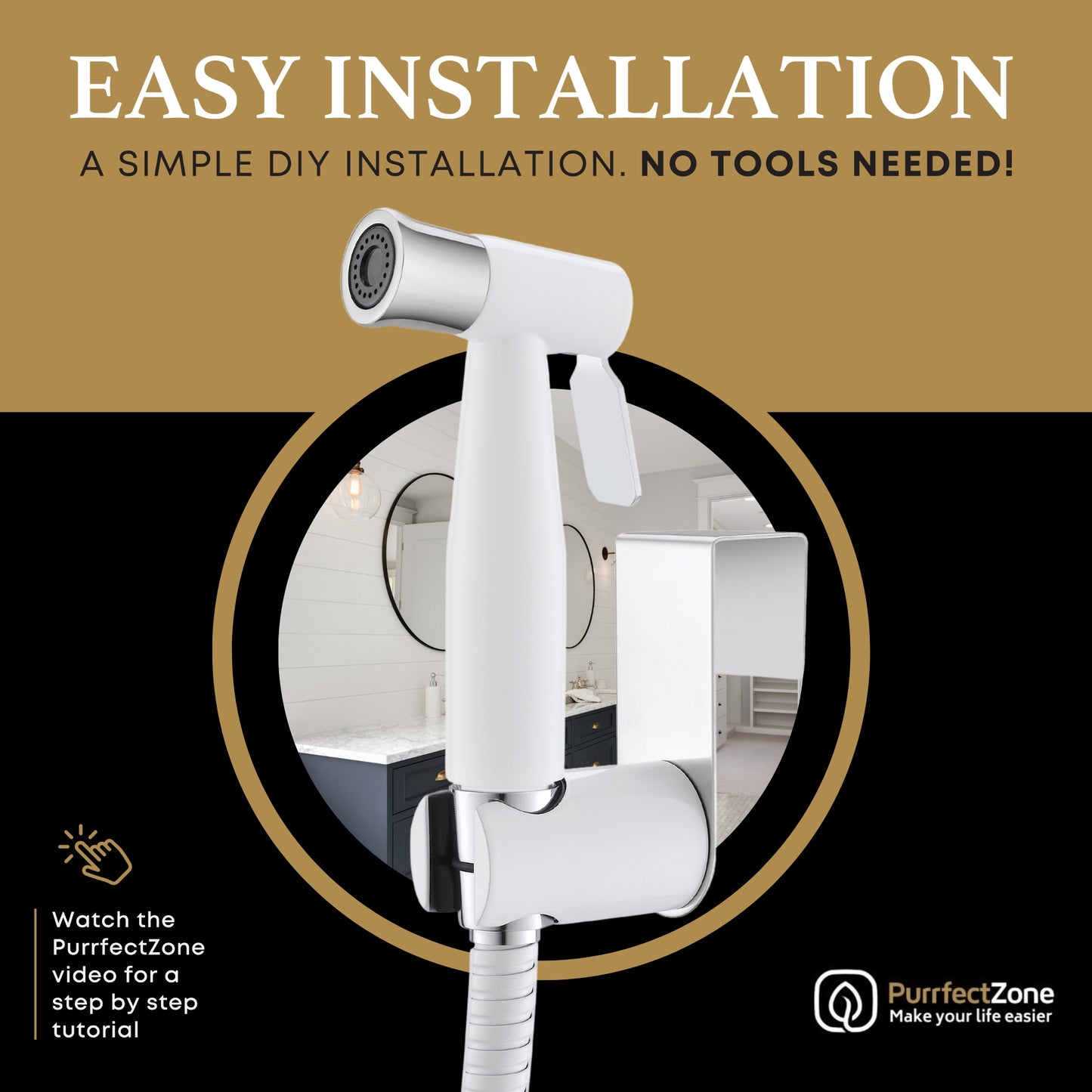 The PurrfectZone White Chrome Bidet Sprayer/Cloth Diaper Sprayer