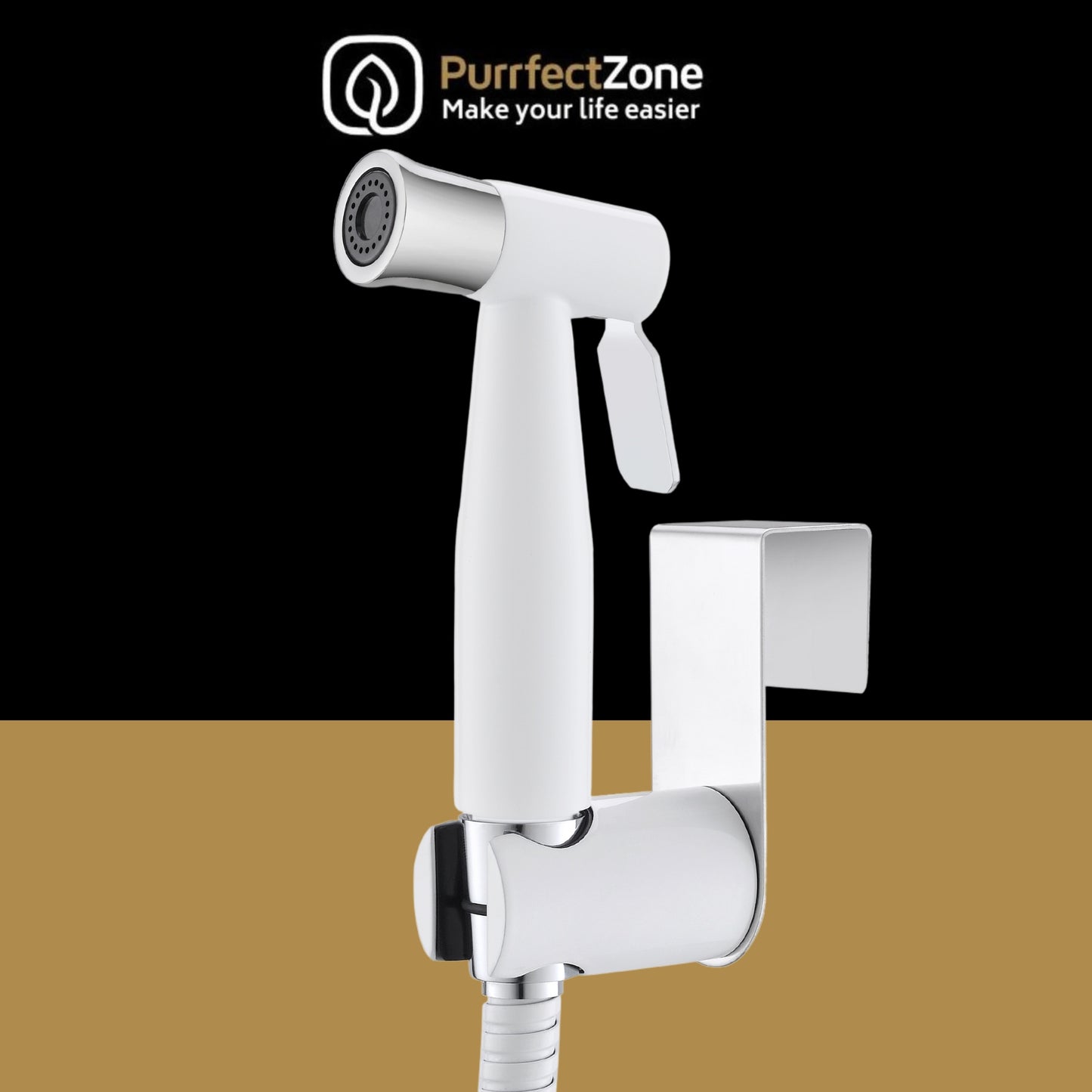 The PurrfectZone White Chrome Bidet Sprayer/Cloth Diaper Sprayer