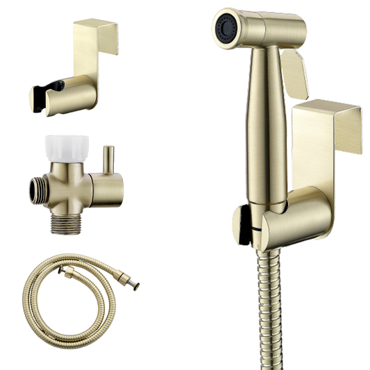 Purrfectzone Bidet Sprayer for Toilet, Handheld Sprayer Kit, Hand Held Bidet, Cloth Diaper Sprayer Set - Easy to Install - Brushed Gold