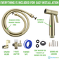 Purrfectzone Bidet Sprayer for Toilet, Handheld Sprayer Kit, Hand Held Bidet, Cloth Diaper Sprayer Set - Easy to Install - Brushed Gold