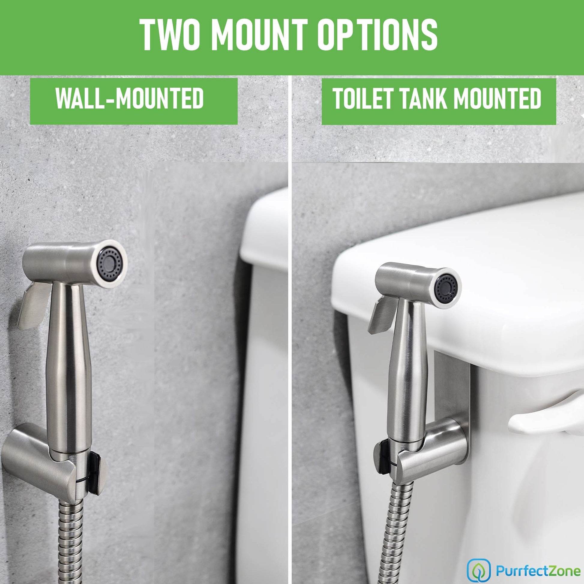 Wall mounted and toilet tank mounted