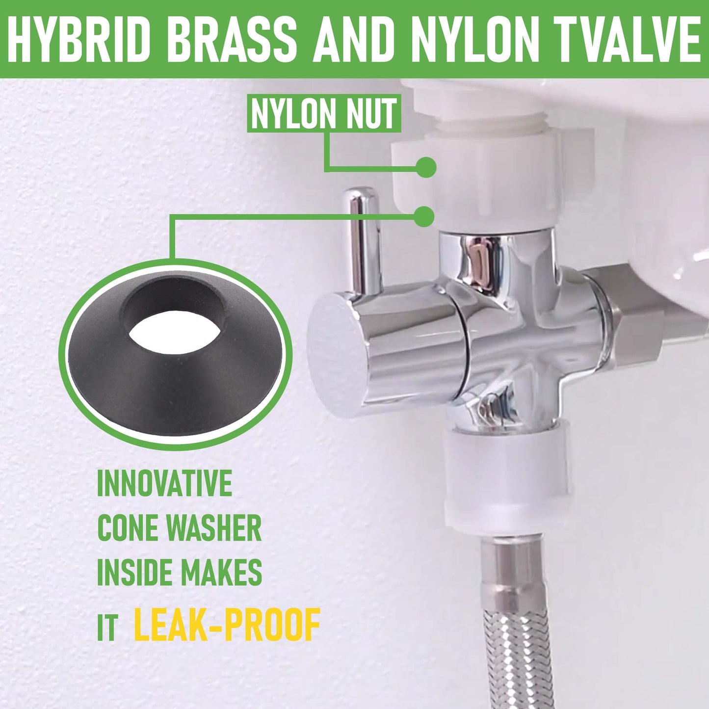 Hybrid brass and nylon tvalve