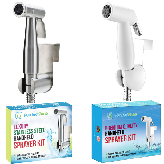 Bundle of Two Complete Kits, our Stainless Bidet Sprayer and White bidet/diaper sprayers