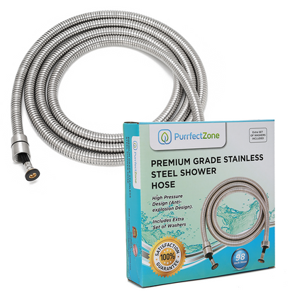 The PurrfectZone Shower Hose - 4 Feet Stainless Steel